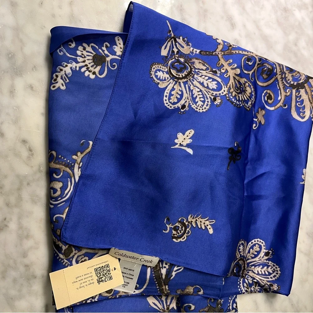 Coldwater Creek Royal Blue and Gold Scarf